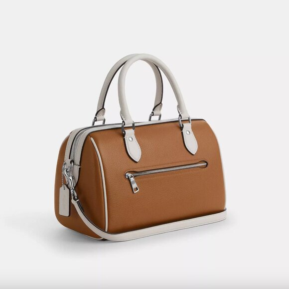 NWT COACH Rowan Satchel Bag In Colorblock - Novelty Leather/Silver/Light Saddle - Picture 2 of 16